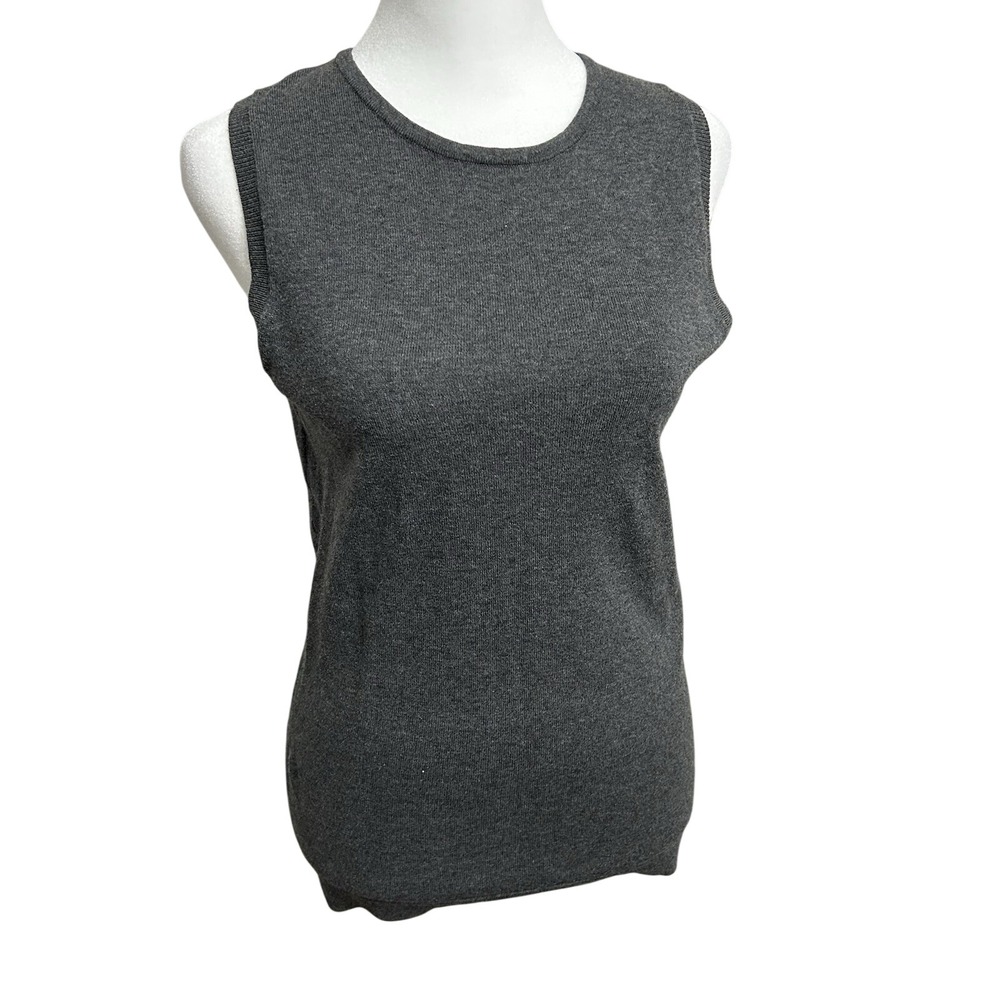 Gap Women's M Stretch Tank Gray Blouse Top Shirt Knit Crew Neck
